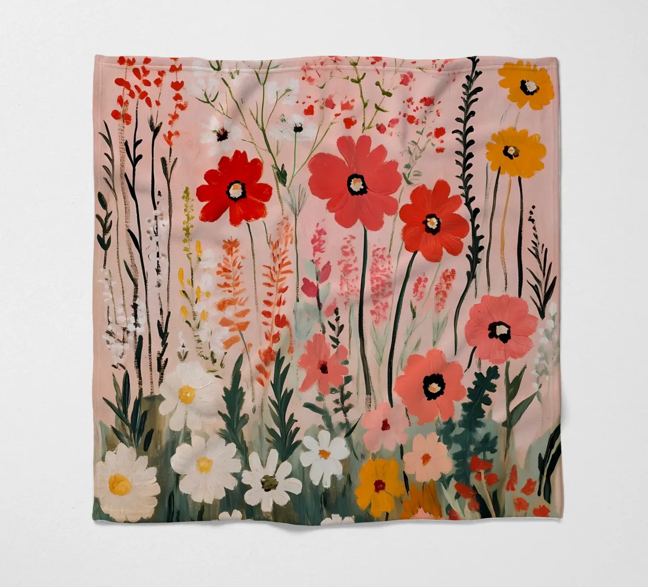 Daisies Wildflowers Field fleece blanket by IamHomeStudio