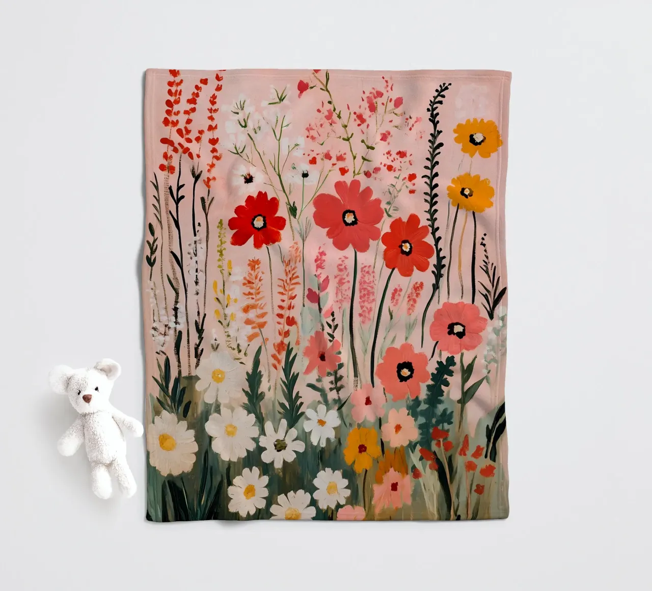 Daisies Wildflowers Field fleece blanket by IamHomeStudio
