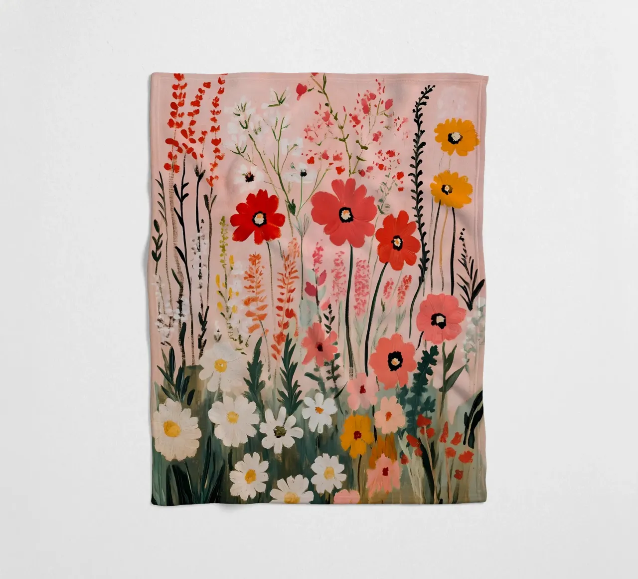 Daisies Wildflowers Field fleece blanket by IamHomeStudio