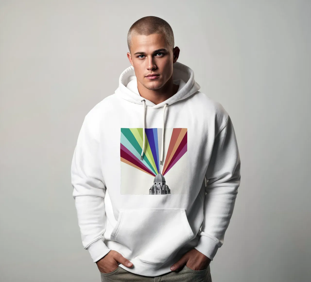 Tower Rainbow hoodie by The Gently Unfurling Sneak