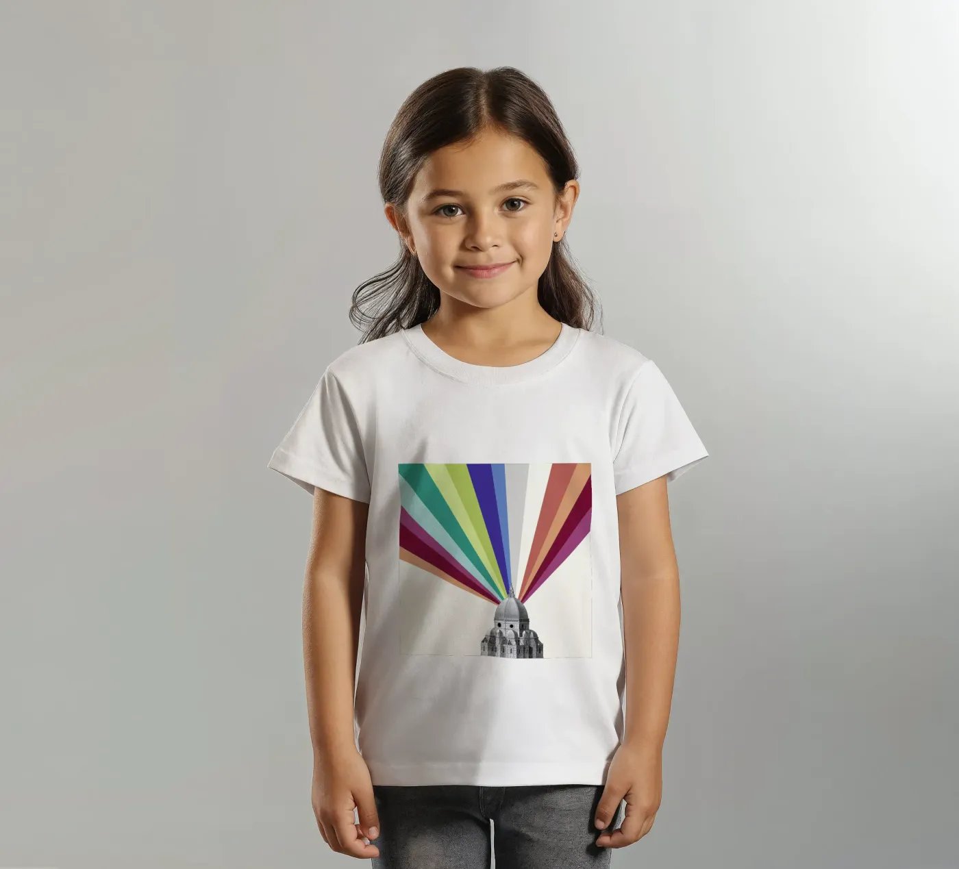 Tower Rainbow t-shirt bambini da The Gently Unfurling Sneak