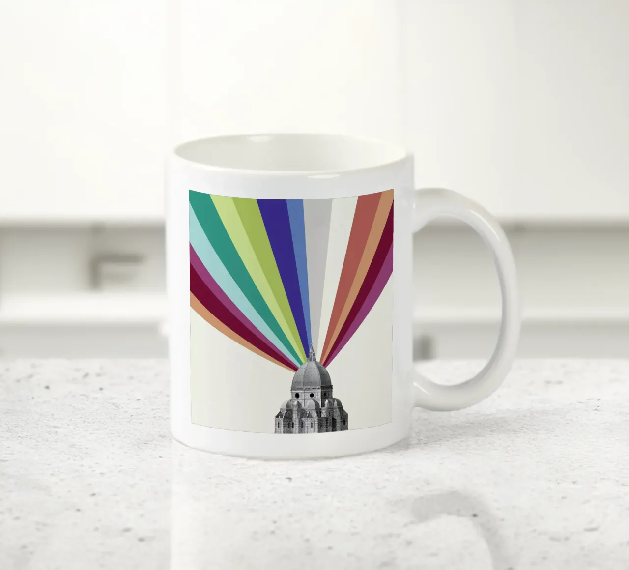 Tower Rainbow ceramic mug by The Gently Unfurling Sneak
