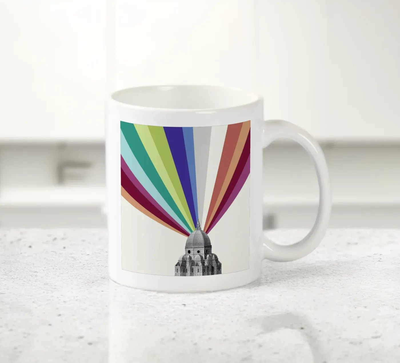 Tower Rainbow ceramic mug by The Gently Unfurling Sneak