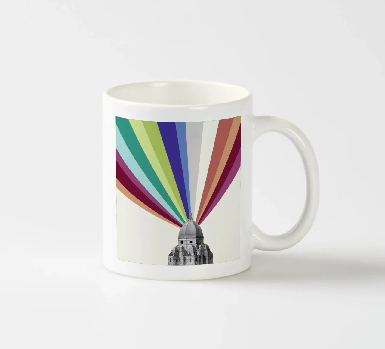 Tower Rainbow ceramic mug by The Gently Unfurling Sneak