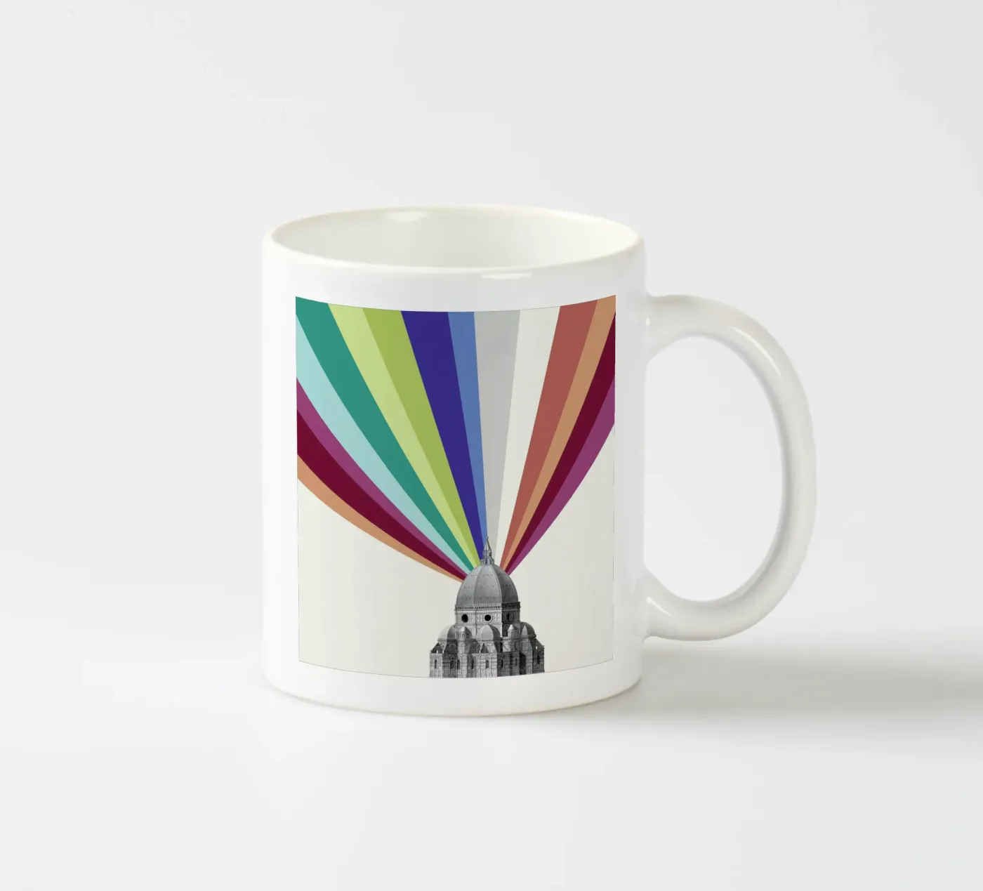 Tower Rainbow ceramic mug by The Gently Unfurling Sneak