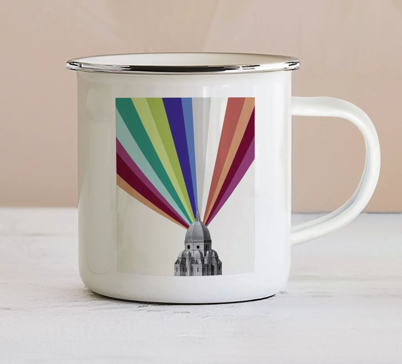 Tower Rainbow tazza in smalto da The Gently Unfurling Sneak