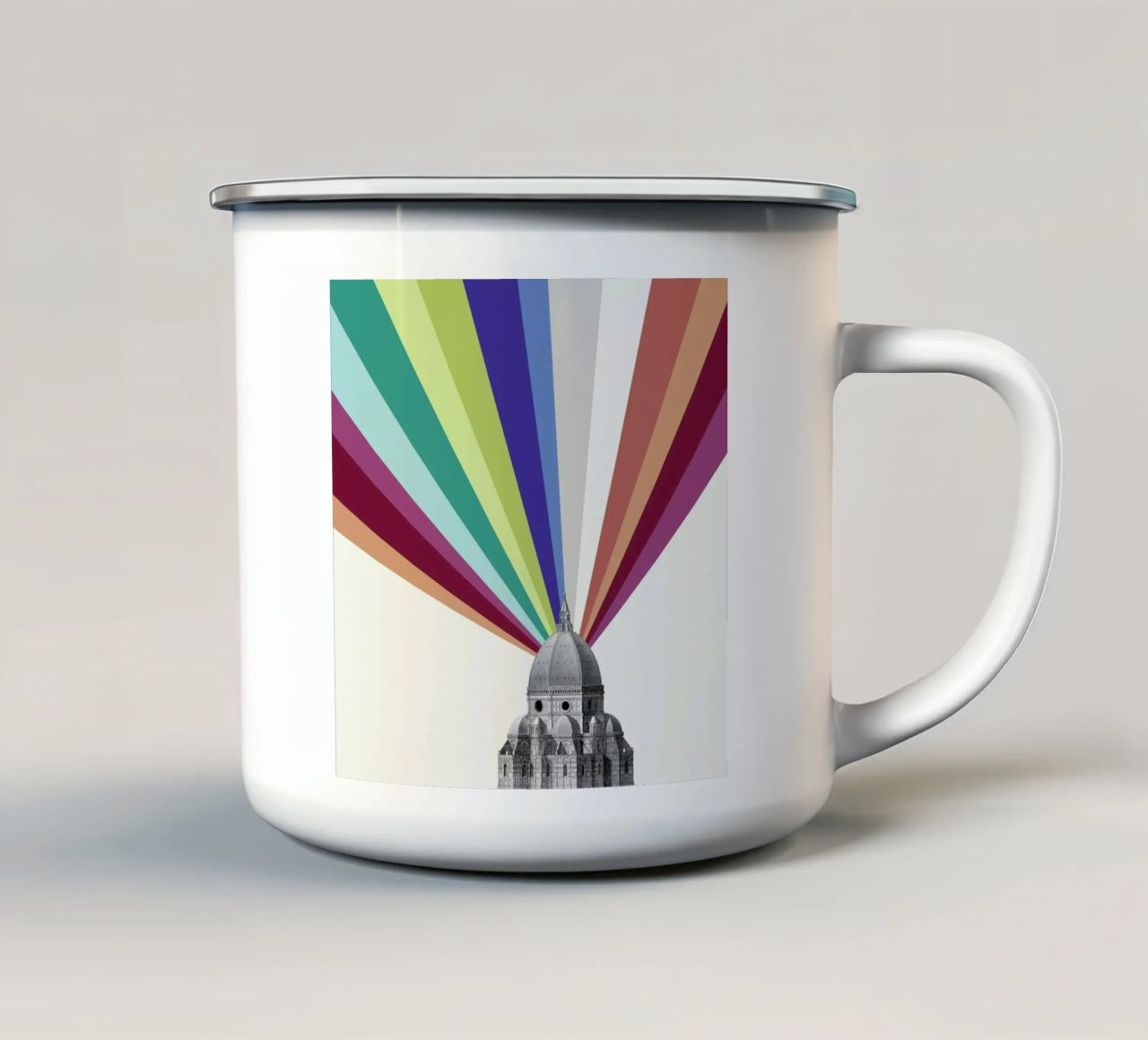 Tower Rainbow tazza in smalto da The Gently Unfurling Sneak