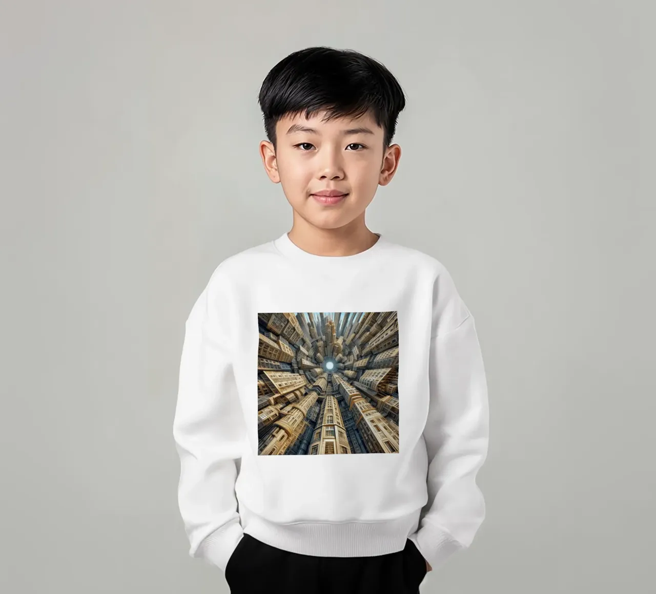 Sphere 035 - Towering Symmetrical Urban Structures Kinder Sweatshirt von Spheres