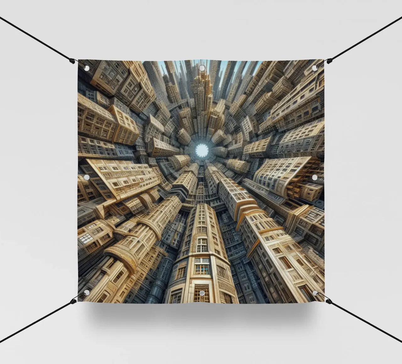 Sphere 035 - Towering Symmetrical Urban Structures PVC Plane von Spheres