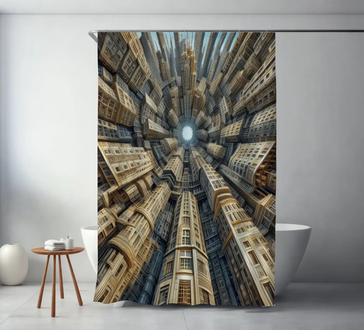 Sphere 035 - Towering Symmetrical Urban Structures cortina de baño de Spheres