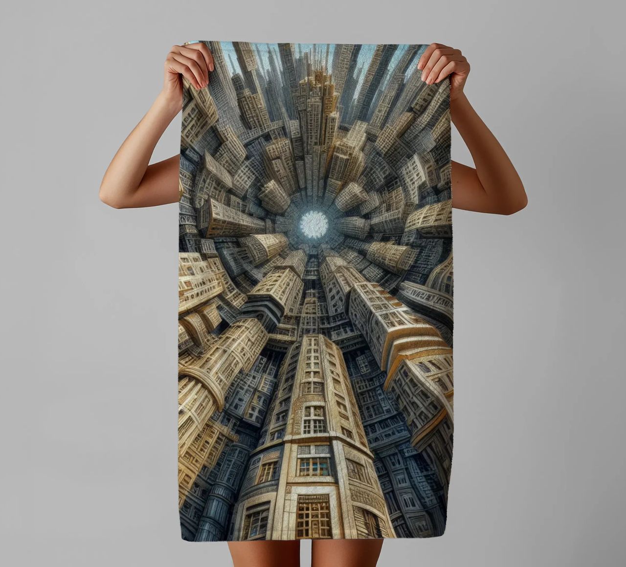 Sphere 035 - Towering Symmetrical Urban Structures towel by Spheres