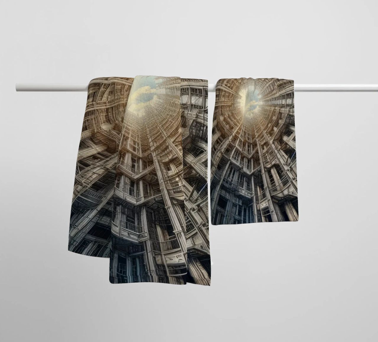 Sphere 040 - Futuristic Tunnel-Like Architecture towel by Spheres
