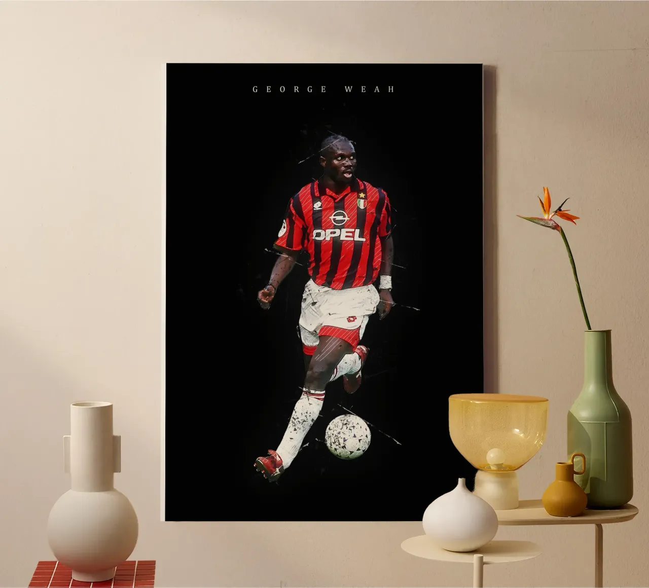 George Weah tela con Cornice a cassetta da tenten