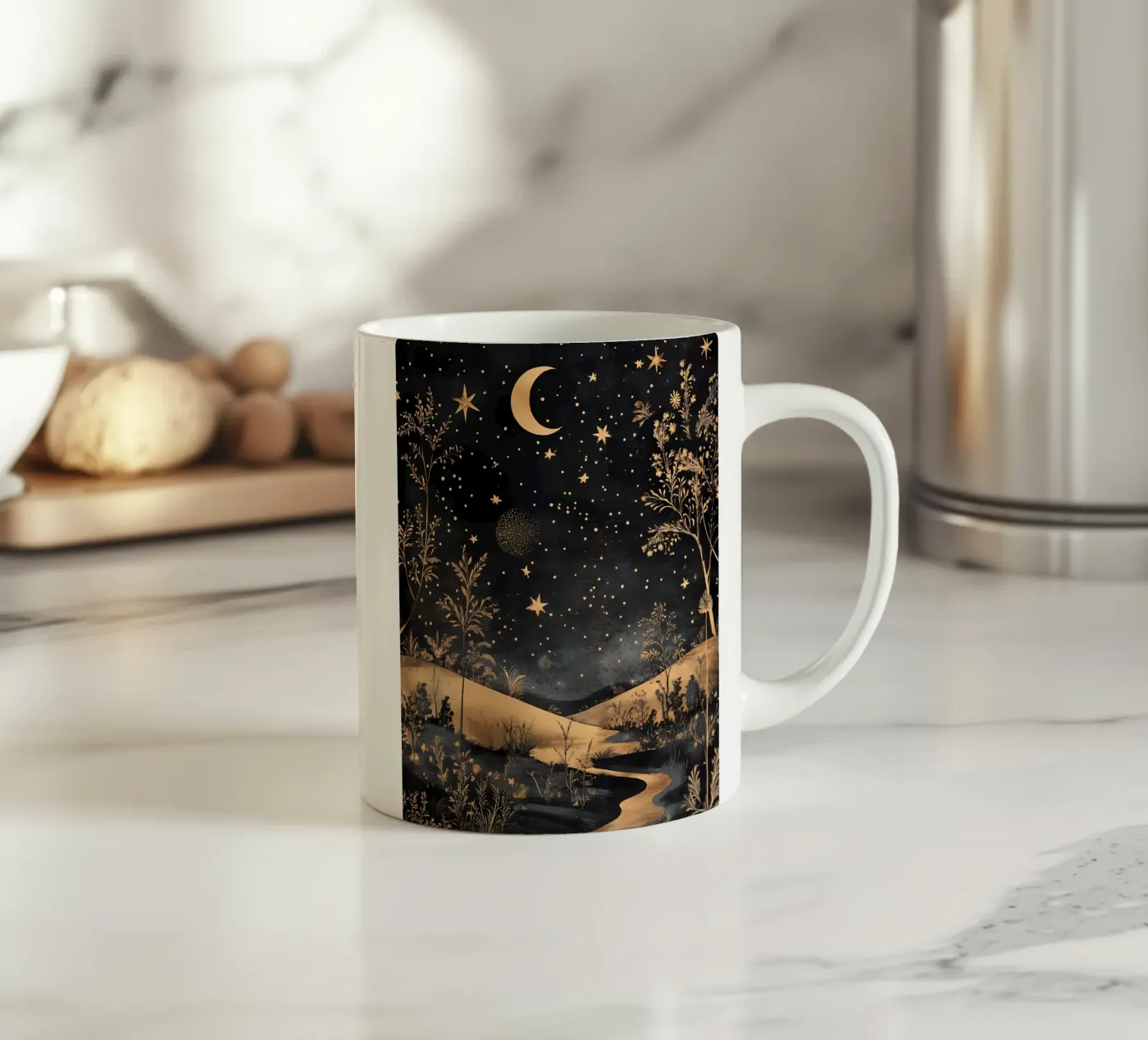 Celestial Landscape ceramic mug by IamHomeStudio