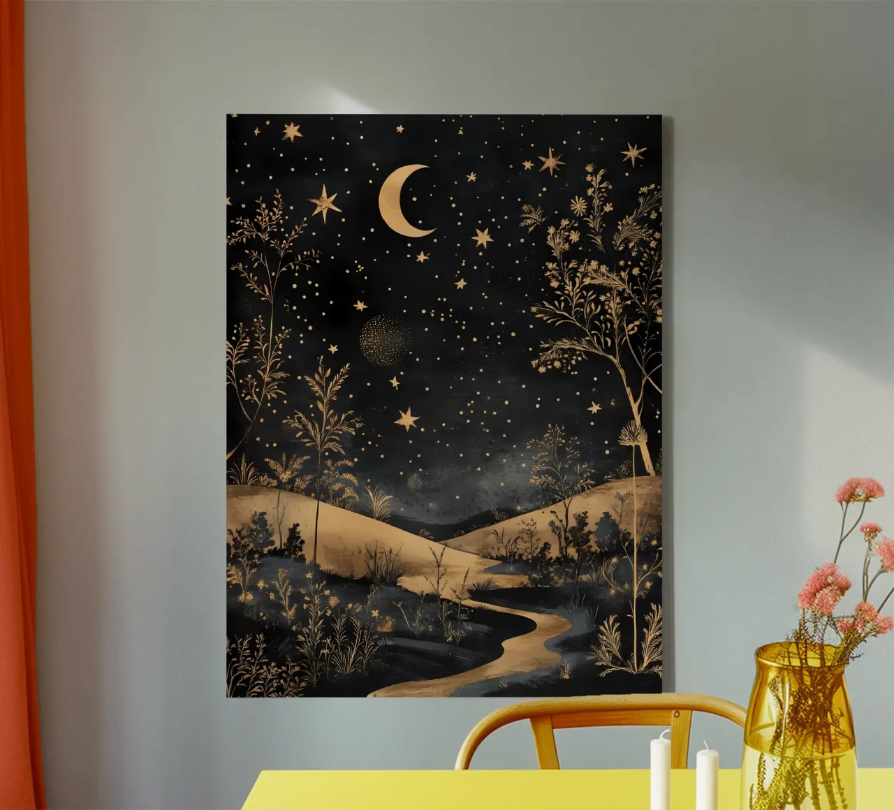 Paisaje celeste lienzo con Marco flotante de IamHomeStudio