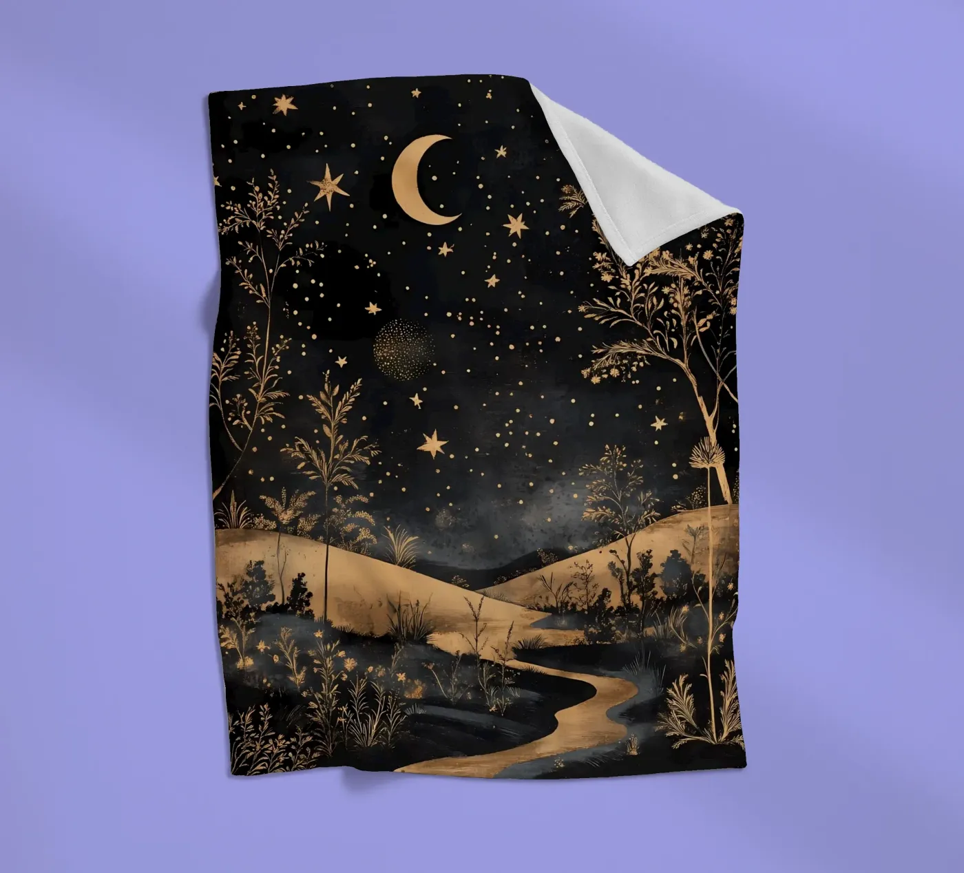 Celestial Landscape fleece blanket by IamHomeStudio