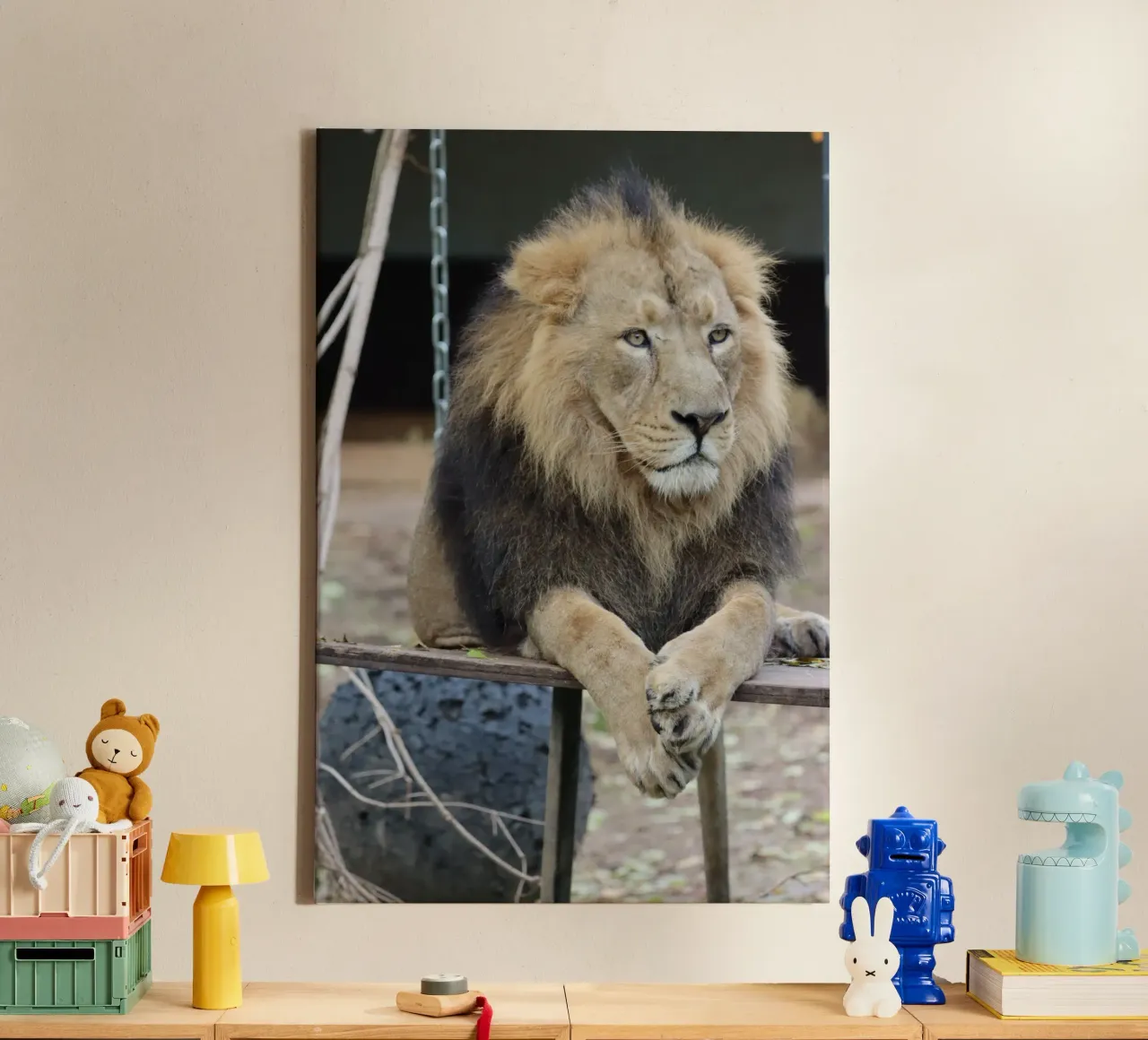 Melancholic lion canvas with Floater frame by Alexandra Joseph Fotomomente