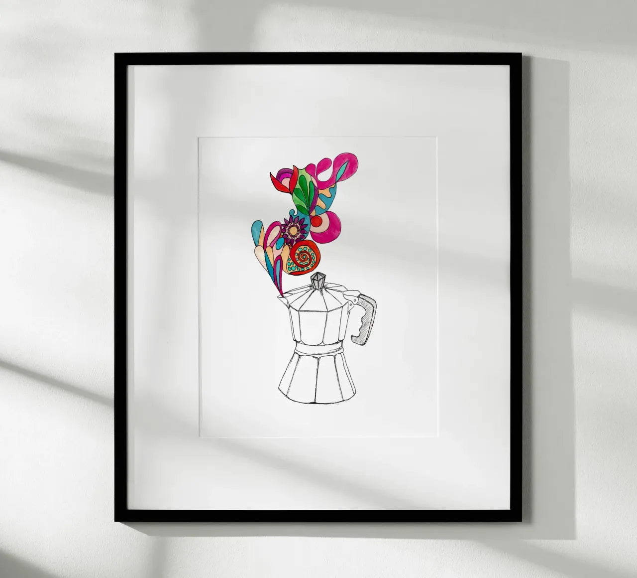 Coffee lover poster with plastic frame by Claudiabrueggen