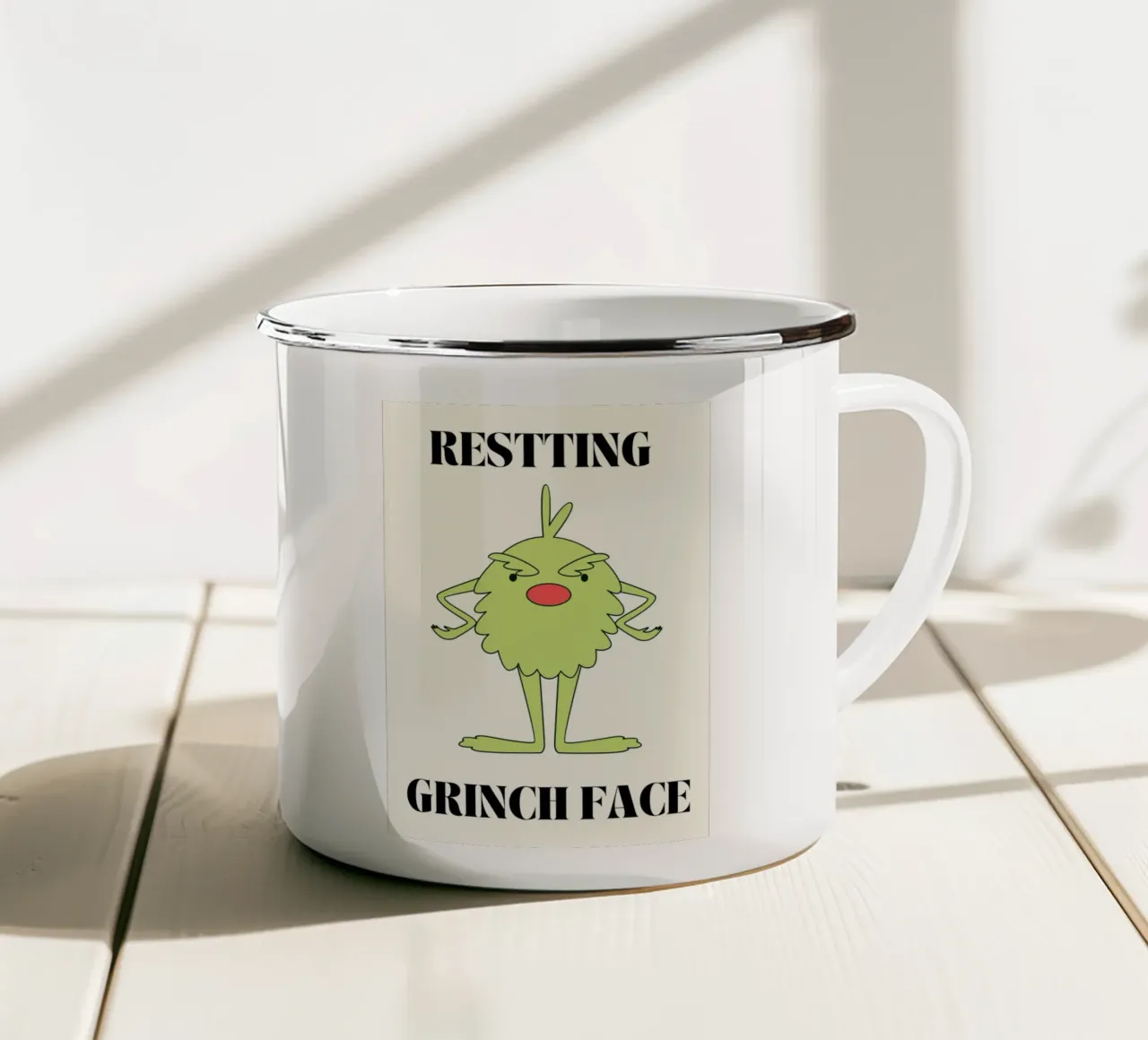 Resting Grinch Face  |  Fun Christmas Print tazza in smalto da PrintCessStudio