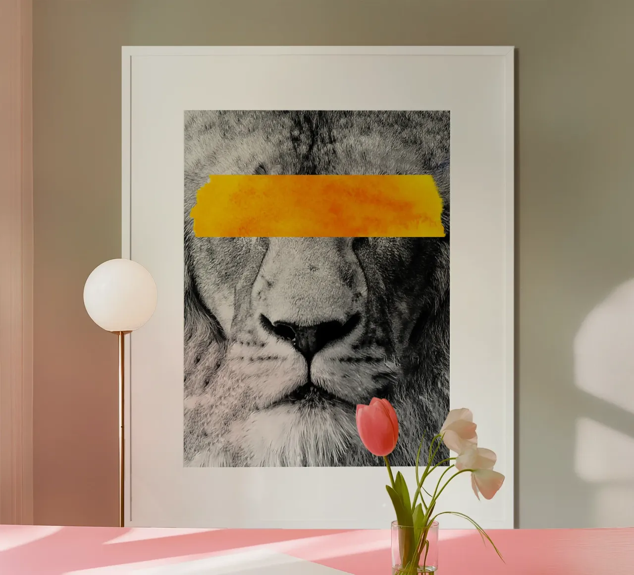 Afro Lion poster con telaio in plastica da Mathudace Créas