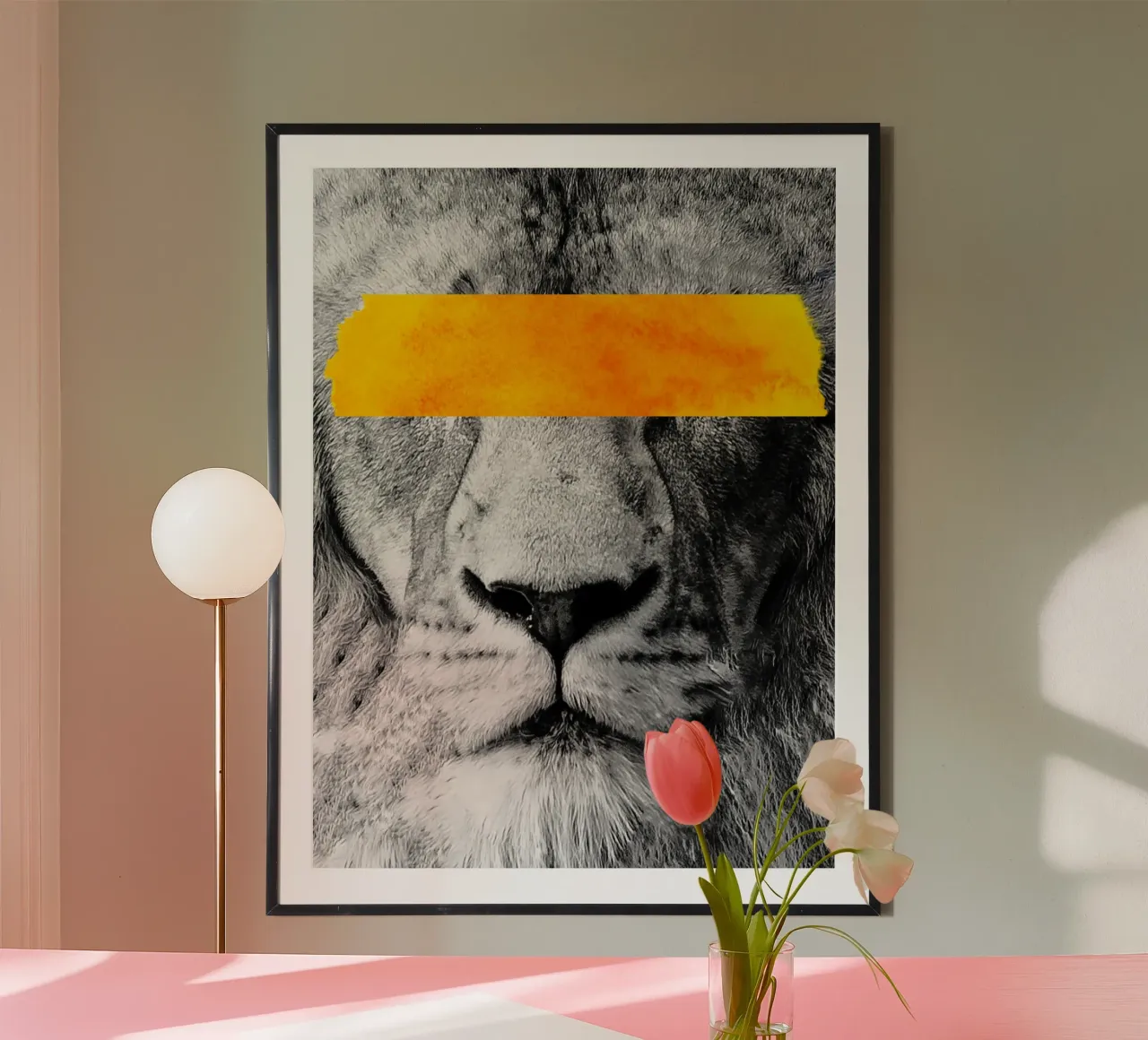 Afro Lion poster con telaio in plastica da Mathudace Créas
