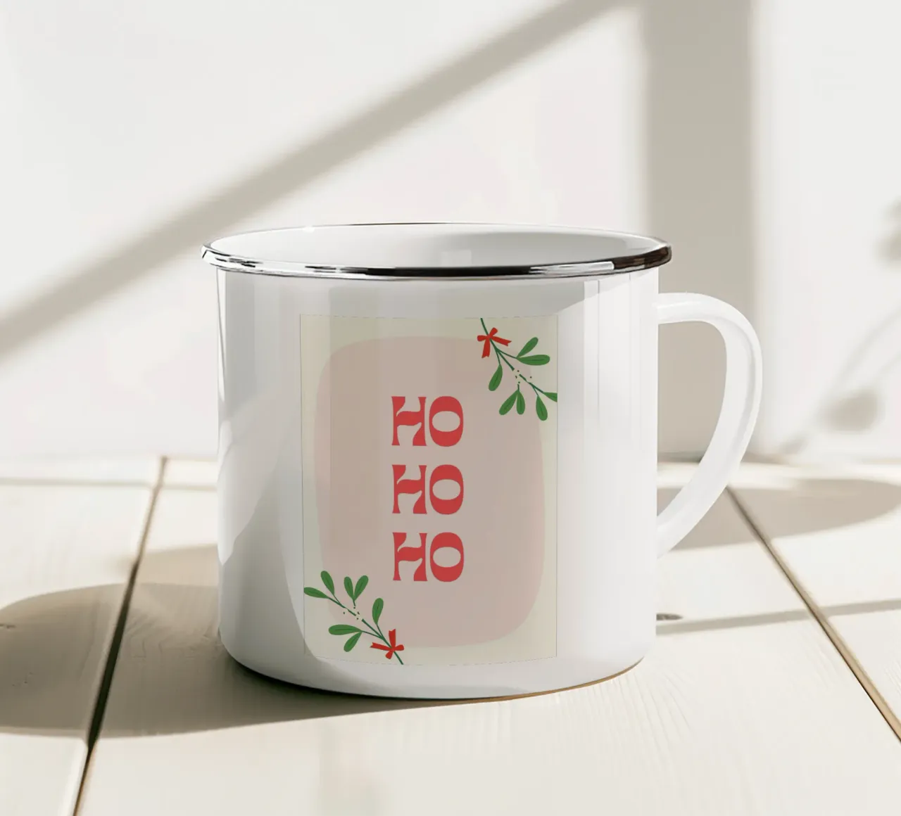 Ho Ho Ho  |  Modern Christmas Print tazza in smalto da PrintCessStudio