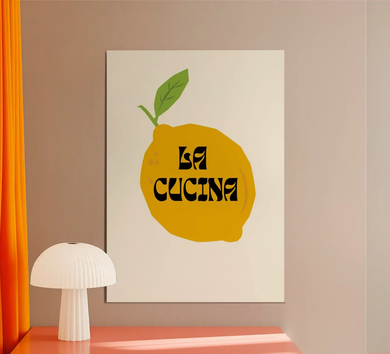 La Cucina  |  Kitchen Art  |  Lemon Print poster with wooden frame by PrintCessStudio