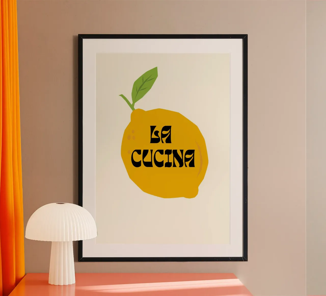 La Cucina  |  Kitchen Art  |  Lemon Print poster with wooden frame by PrintCessStudio