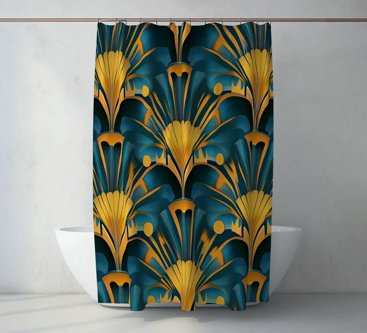 Art Deco "Radiant Resplendence" douchegordijn van Nikis Art Studio