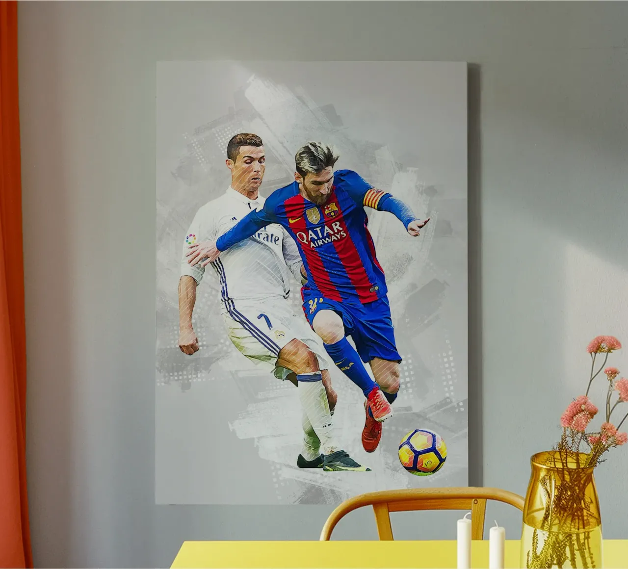 Lionel Messi vs Cristiano Ronaldo canvas met Baklijst van tenten