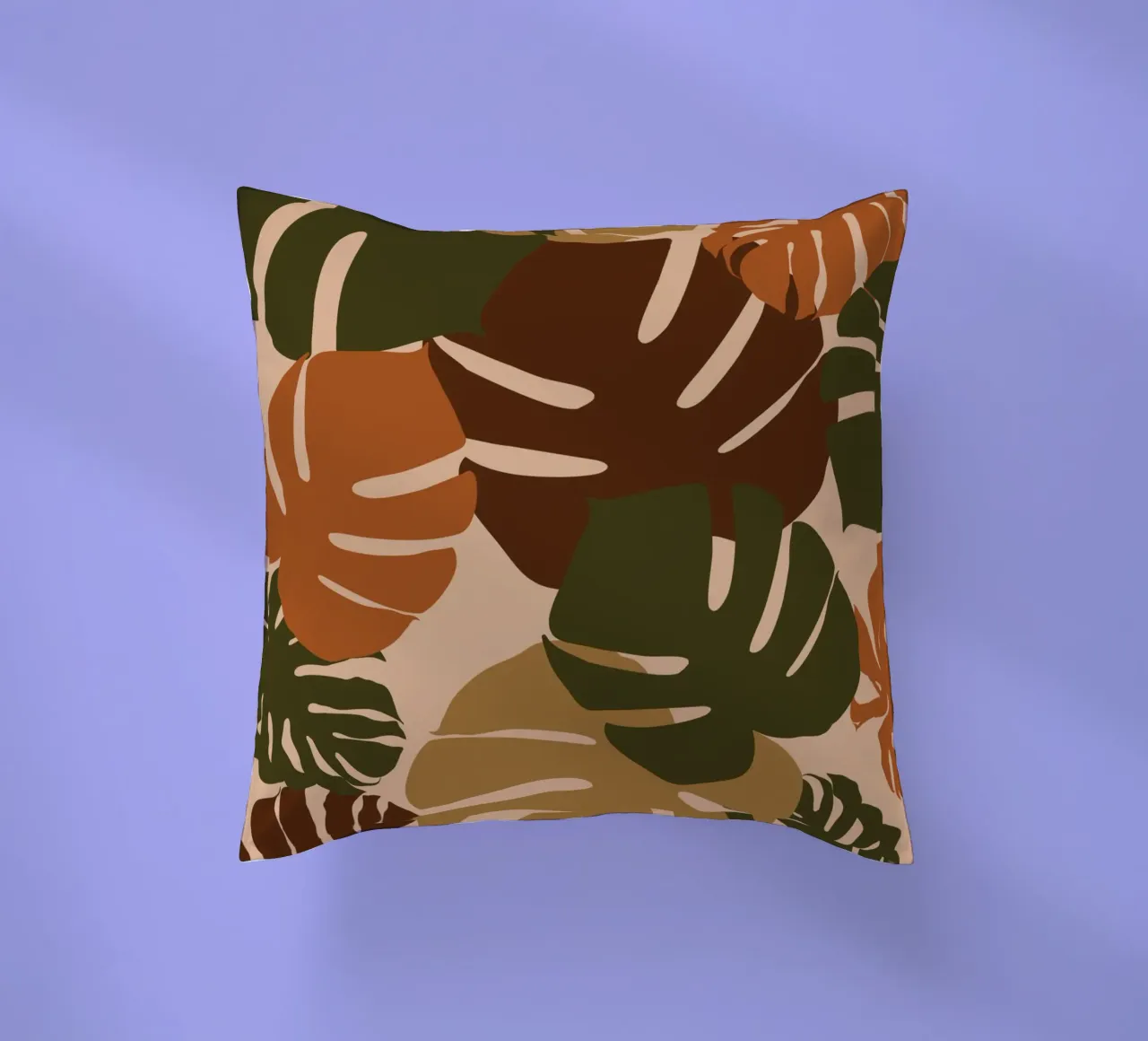 Autumn Monstera decorative cushion by Mathudace Créas