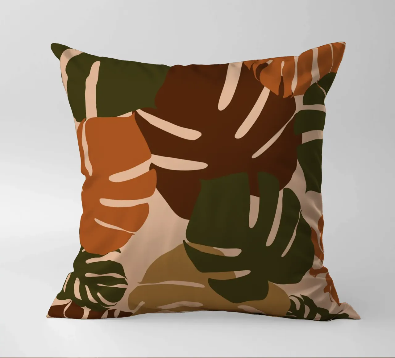 Autumn Monstera decorative cushion by Mathudace Créas