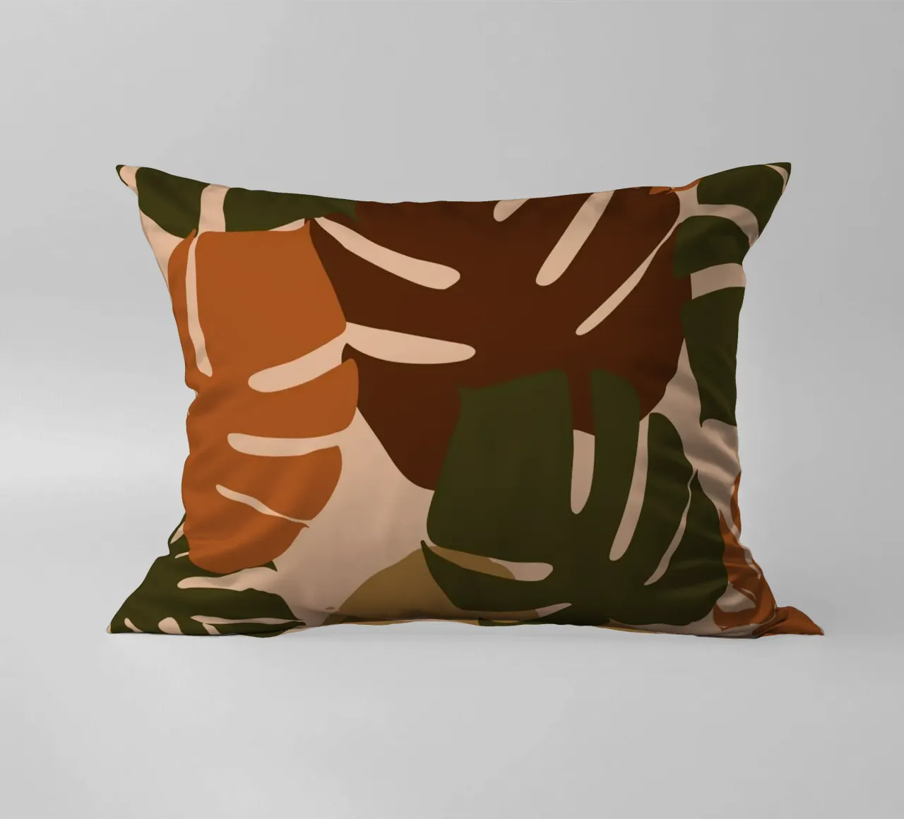 Autumn Monstera decorative cushion by Mathudace Créas
