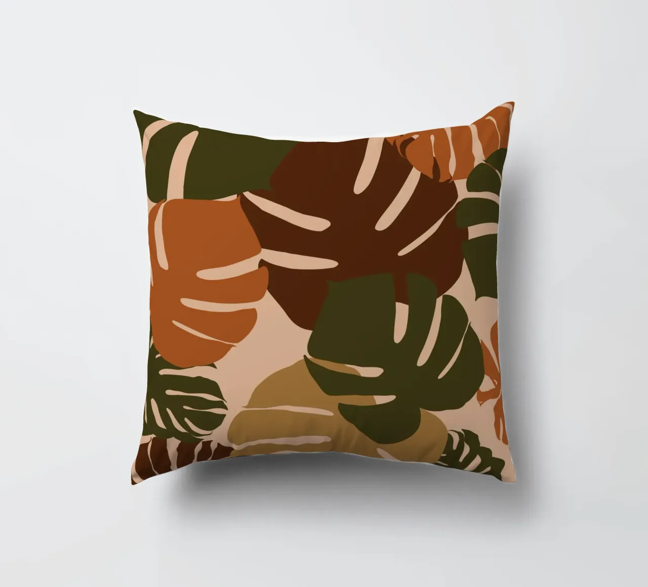 Autumn Monstera decorative cushion by Mathudace Créas