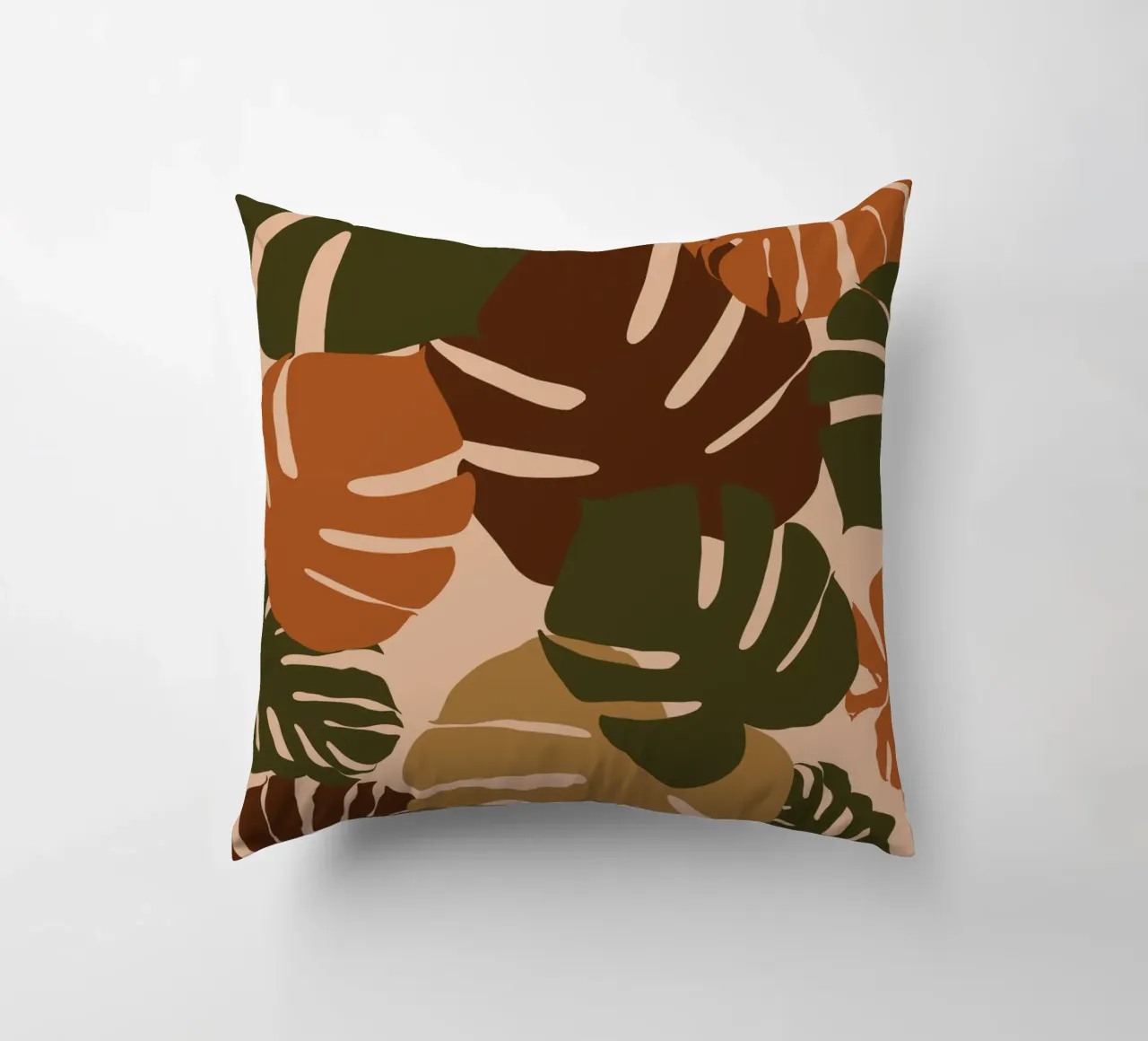 Autumn Monstera decorative cushion by Mathudace Créas
