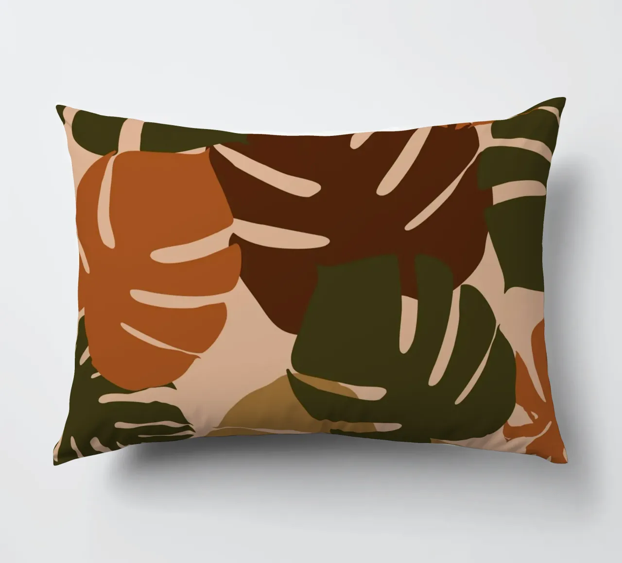 Autumn Monstera decorative cushion by Mathudace Créas