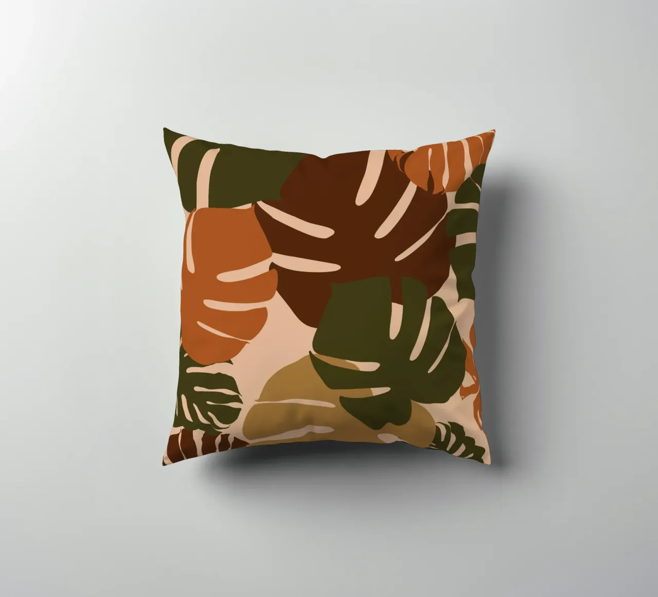 Autumn Monstera decorative cushion by Mathudace Créas