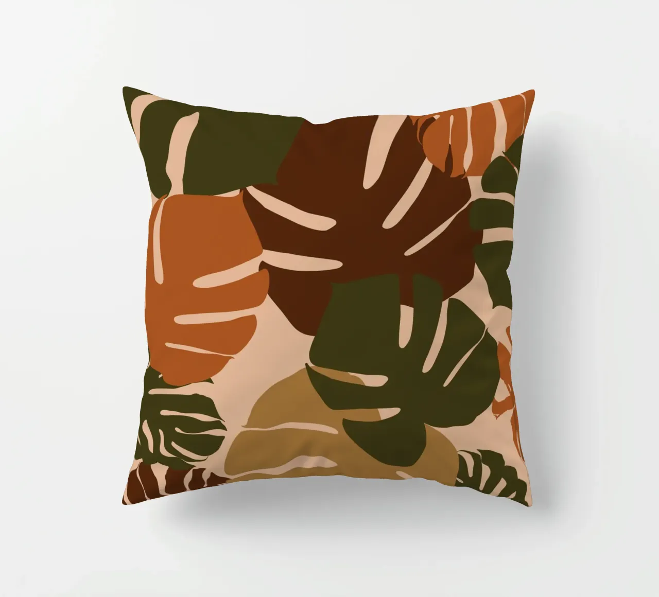 Autumn Monstera decorative cushion by Mathudace Créas