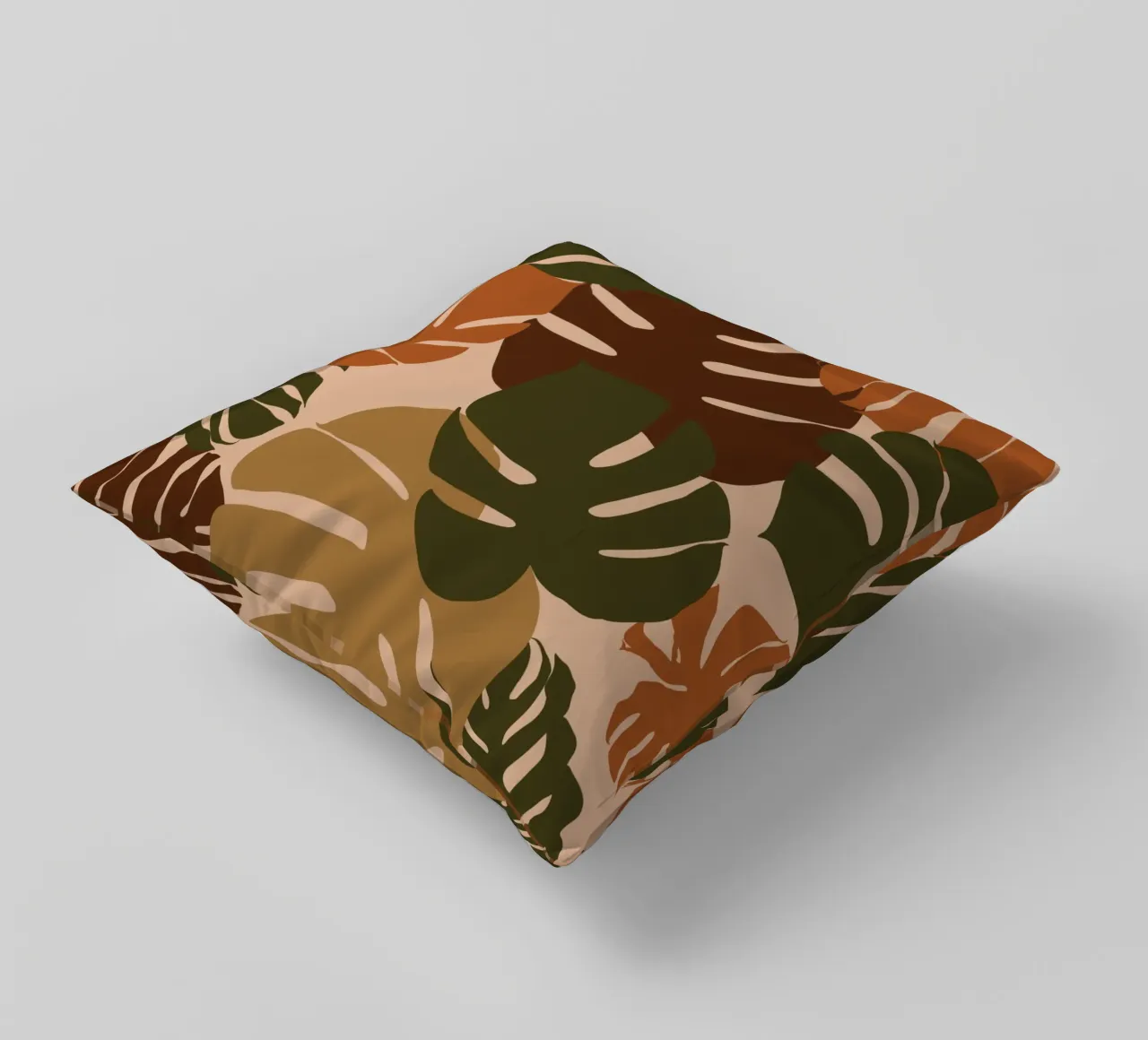 Autumn Monstera decorative cushion by Mathudace Créas