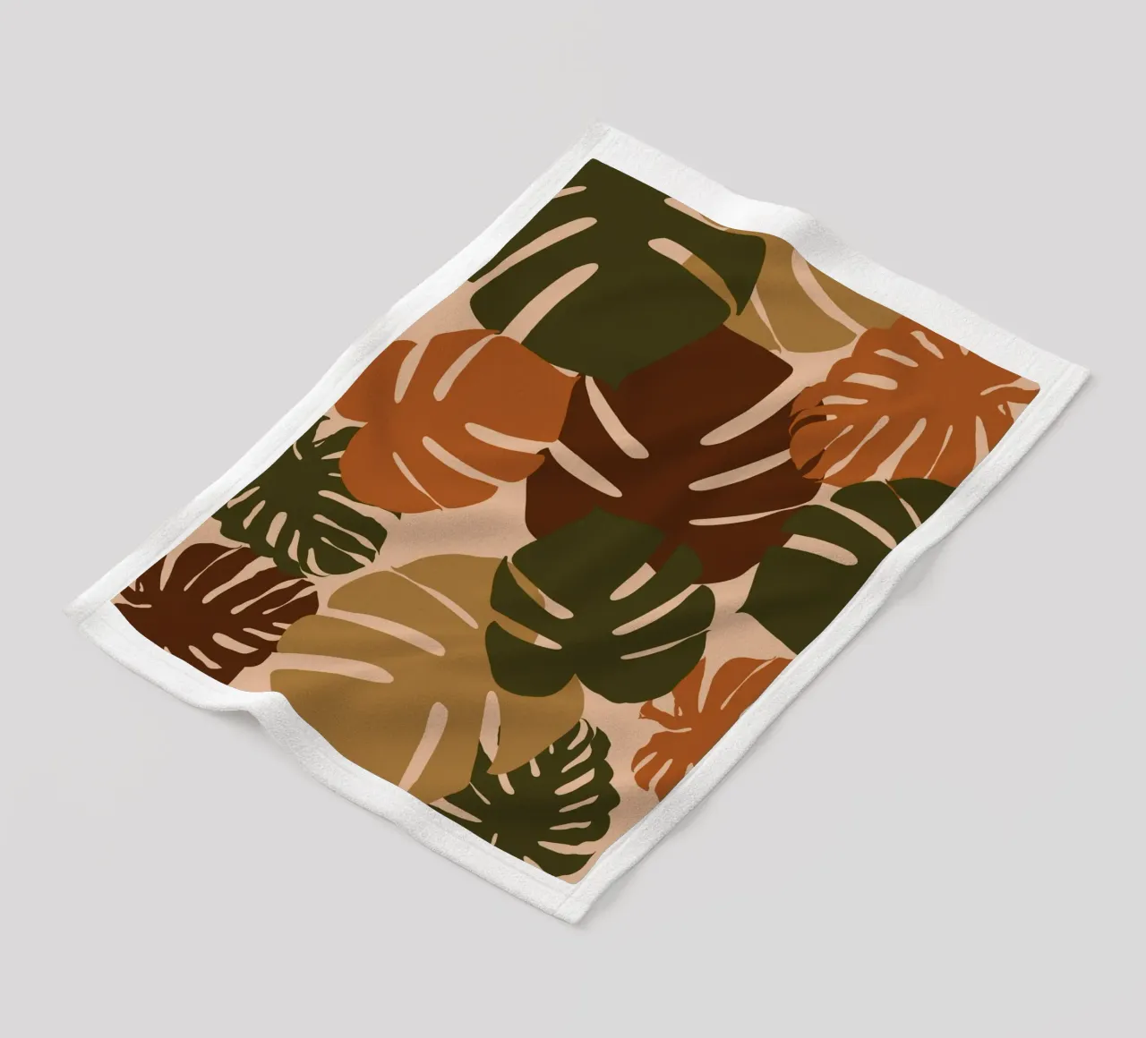 Autumn Monstera fleece blanket by Mathudace Créas