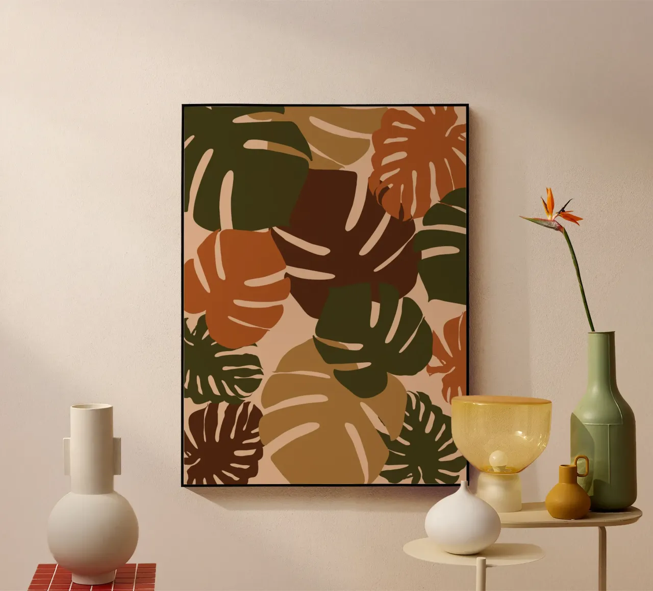Autumn Monstera acrylic glass by Mathudace Créas