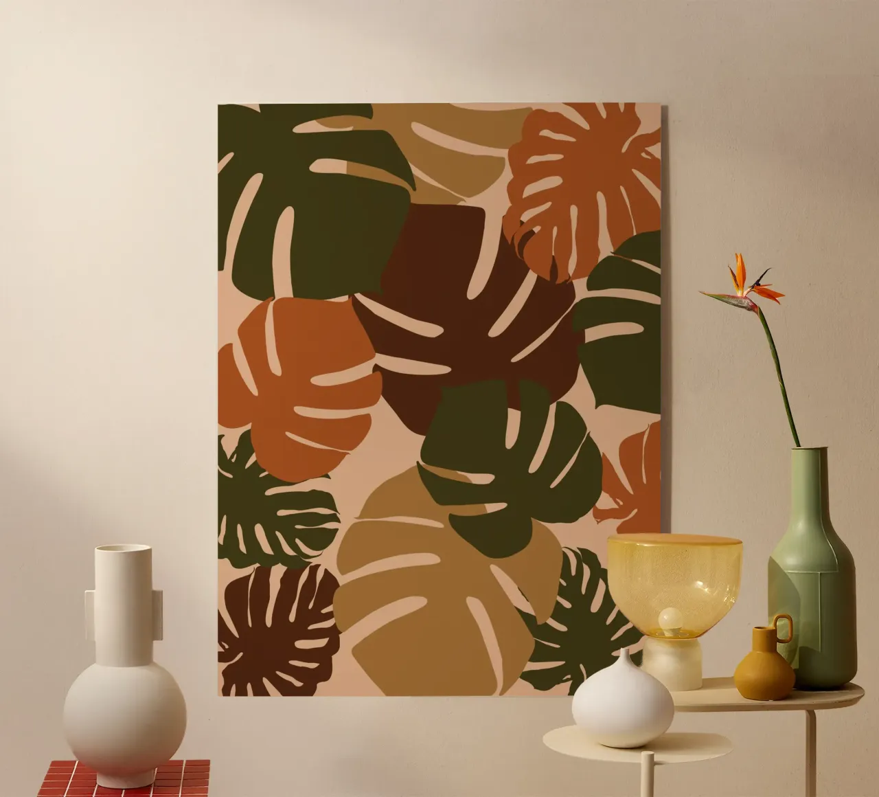 Autumn Monstera acrylic glass by Mathudace Créas