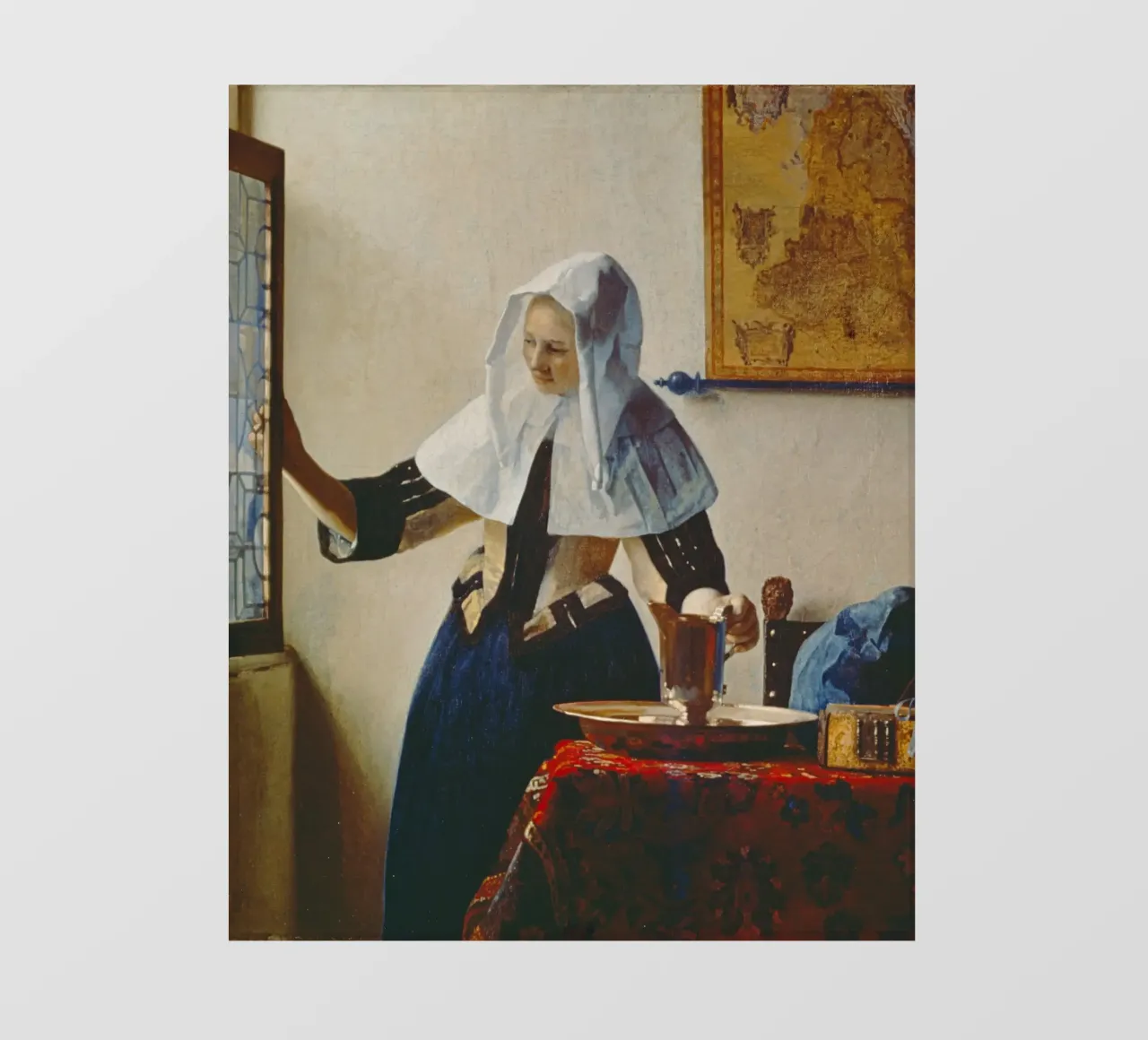 Vermeer - Junge Frau mit Krug Wasser am Fenster Backlit Folie von ARTOTHEK