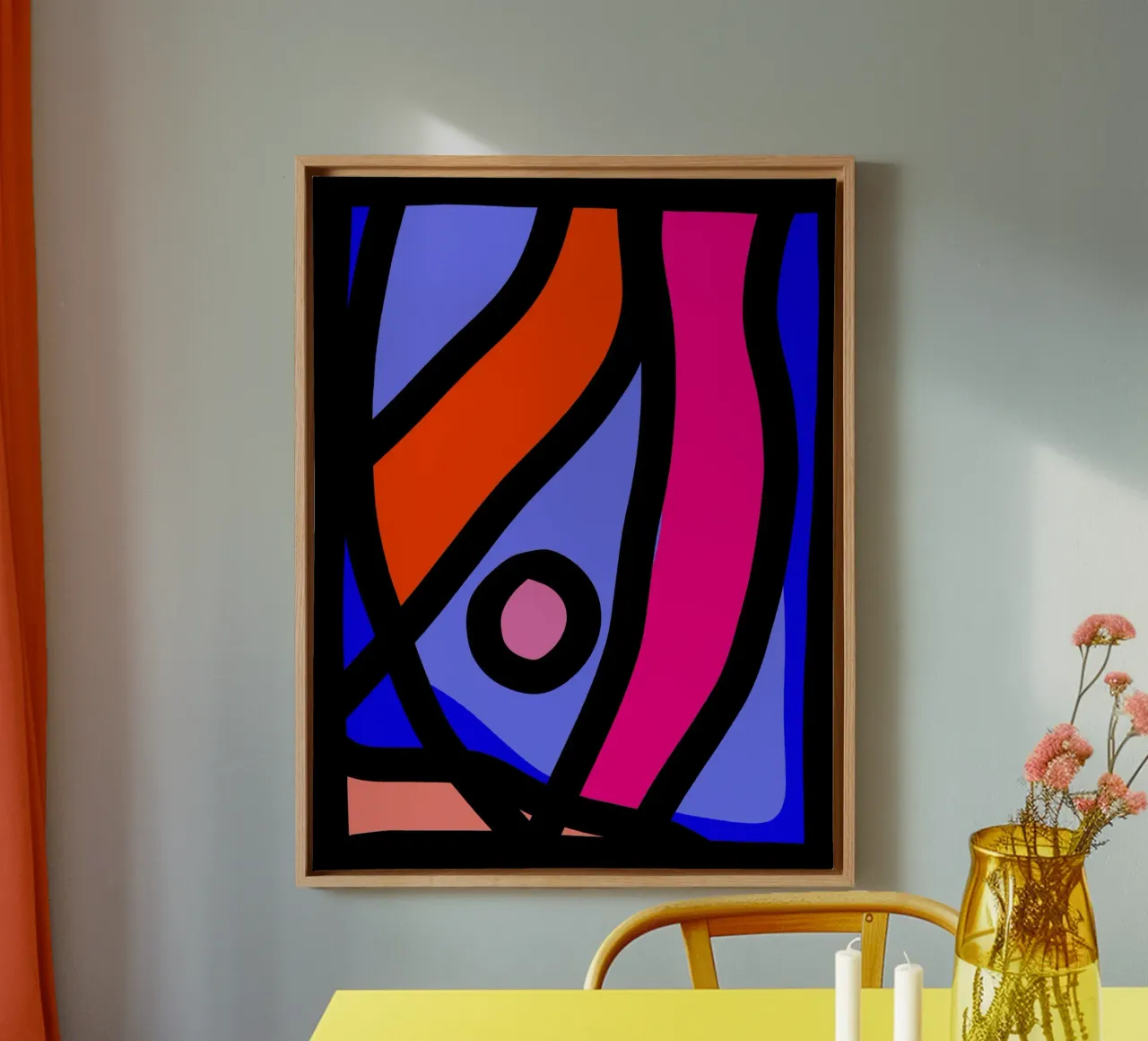 Multicolor Abstract canvas met Baklijst van Mathudace Créas