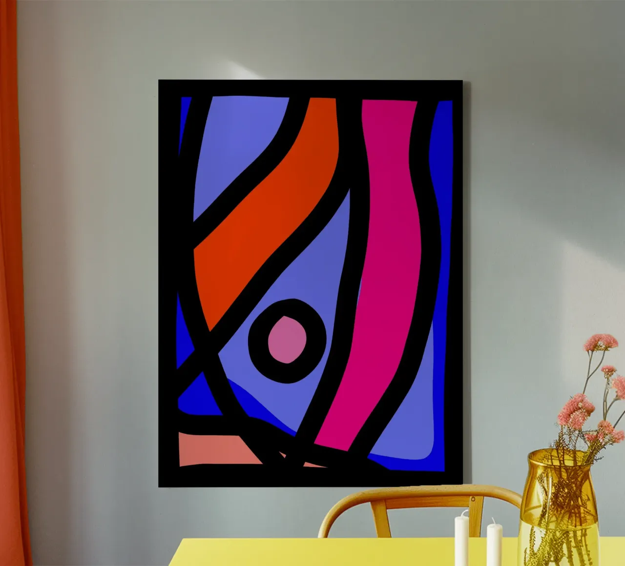 Multicolor Abstract canvas met Baklijst van Mathudace Créas
