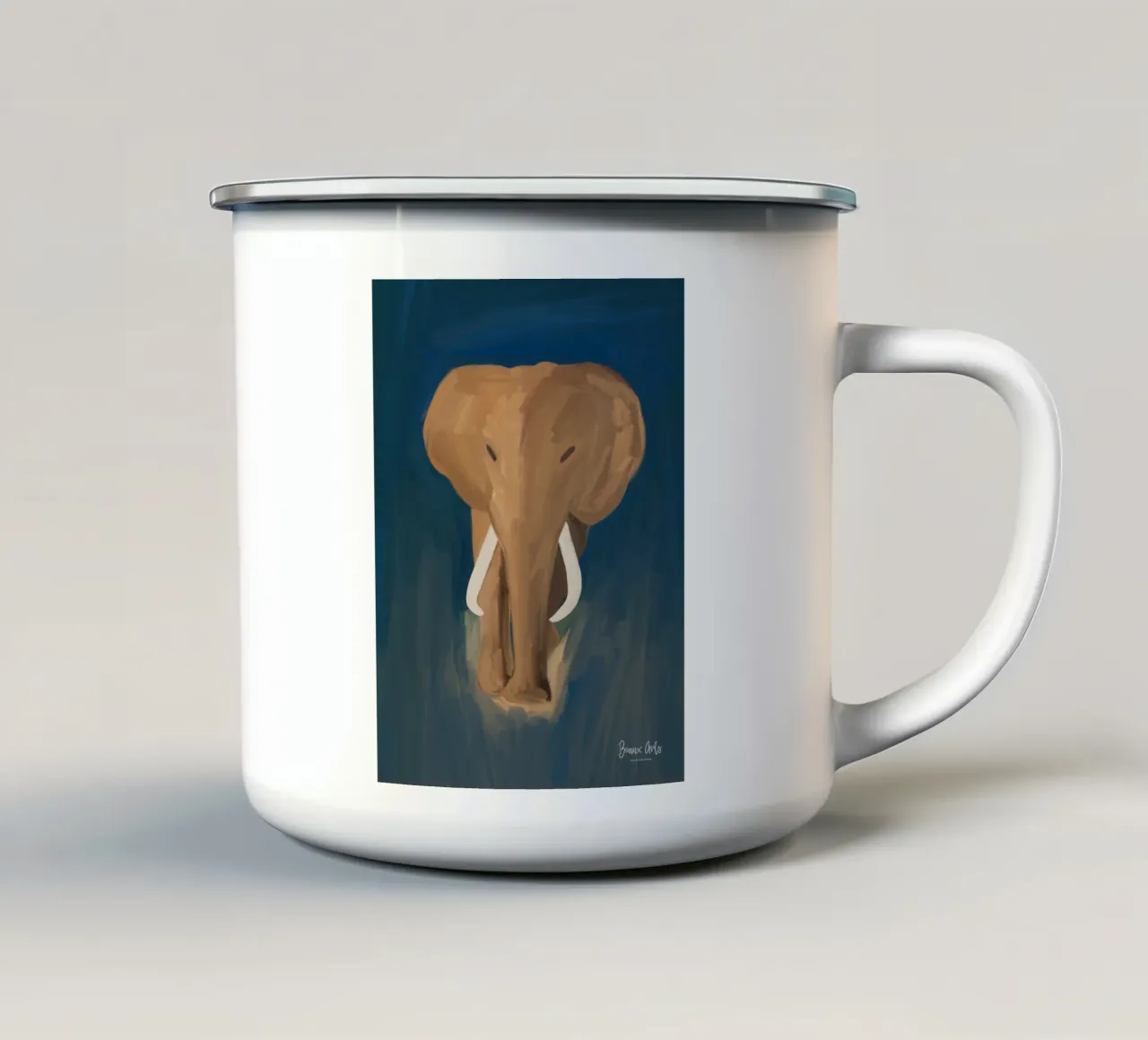 Afro Elephant tazza in smalto da Mathudace Créas