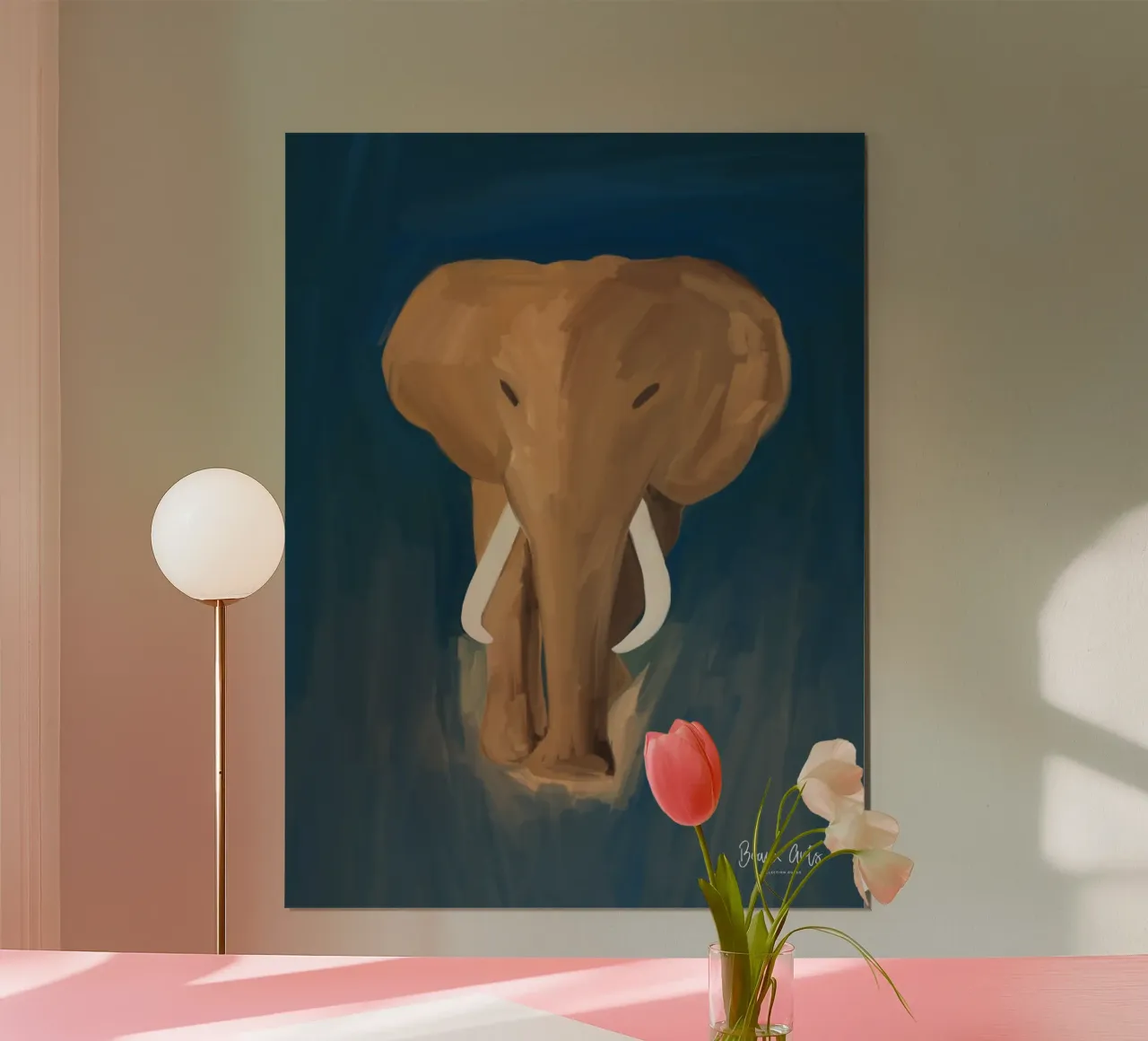 Afro Elephant poster con telaio in legno da Mathudace Créas