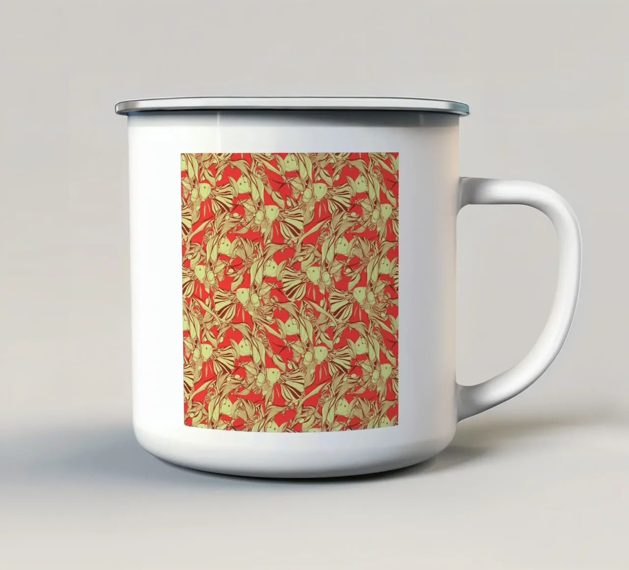 Birds And Fish Red tazza in smalto da Giulio Iurissevich