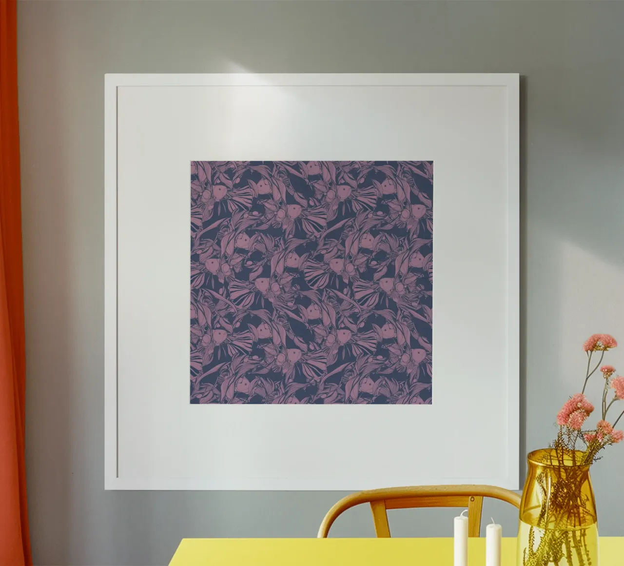 Birds And Fish Rosa carta hahnemühle da Giulio Iurissevich