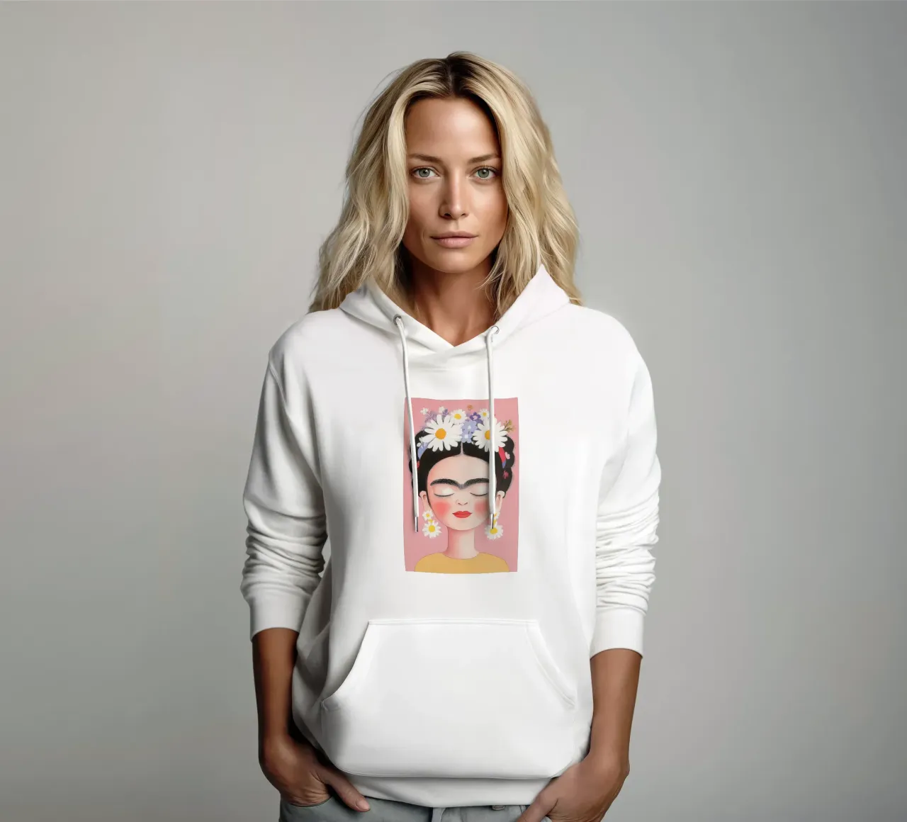 La piccola Frida con le margherite felpa con cappuccio da Carinaprint